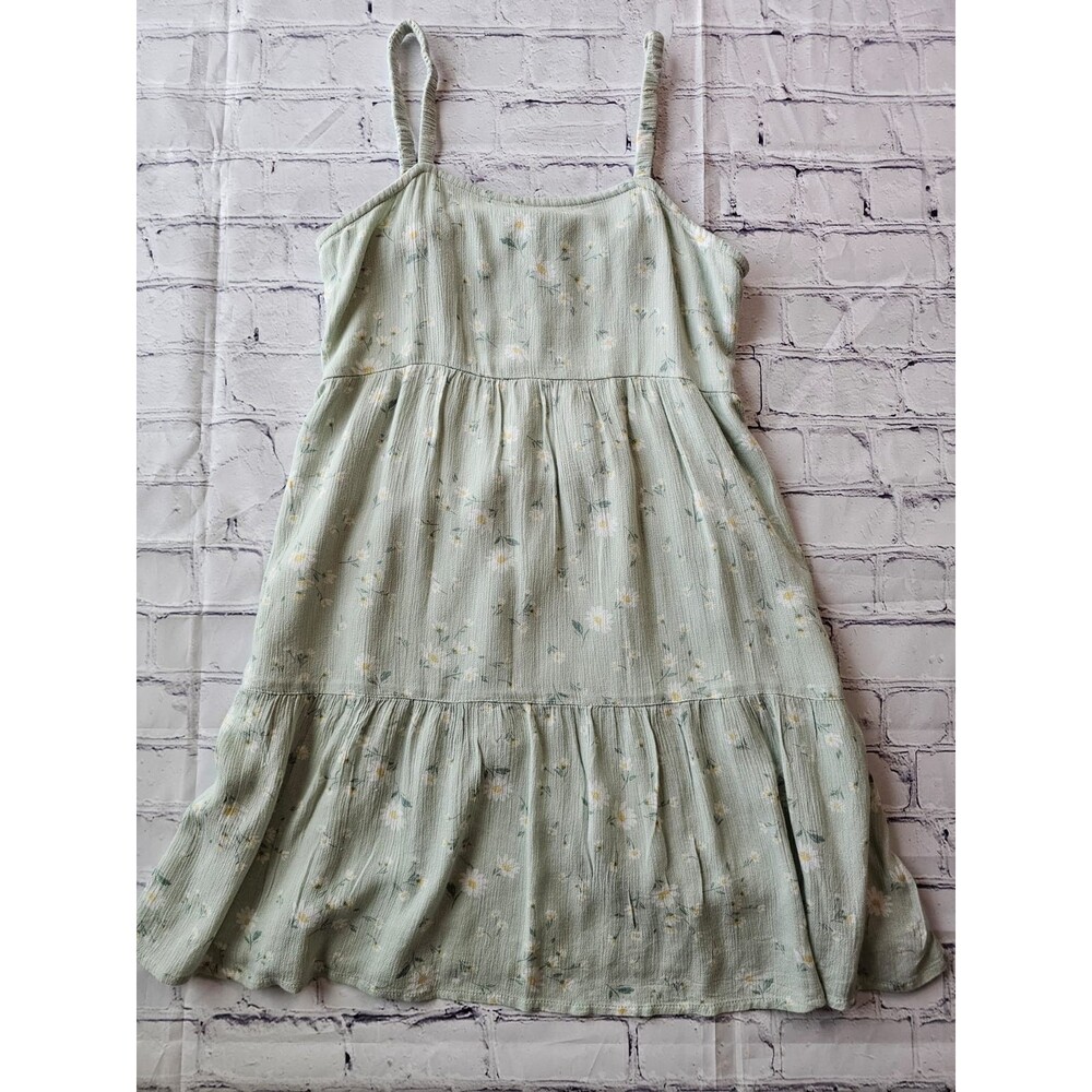 Abercrombie Kids Girls dress Size‎ 13/14 Green Floral Smocking pre-owned